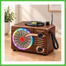 Bezos Işıklı Retro Bluetooth Fm Radyo Hoparlör - USB & Type-C Şarjlı Arz