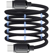 USB C'den USB C'ye Şarj Kablosu 100W, Manyetik Spiral Kablo, Pd Hızlı Şarj Protokolleriyle Uyumlu, Usb2.0 480MB/S'DE Veri Aktarımını Destekler, Siyah 1m, I-Phone 15 ile Uyumlu Vb.