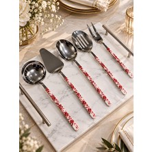 Onedekor 5 Parça Sos Kepçe Servis Takımı Floral Red