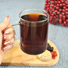 Borosılıkat Büyük Çay Fincanı Kupa Kulplu Kahve Çay Bardağı-1 Adet 420 cc
