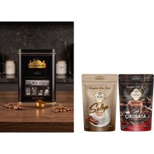 Harput Dibek Kahvesi 500 gr Metal Kutu Geleneksel Kakuleli Dibek Kahvesi + Osso Salep ve Sıcak Çikolata 2'li Set 2X200 gr