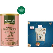 Şekeroğlu Kakuleli Türk Kahvesi 250 gr Özel Silindir Kutu + Şekeroğlu Minnettar Fındıklı Dibek Kahvesi 165 gr