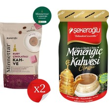 Şekeroğlu Minnettar Ruby Çikolatalı Kahve 2 x 165 gr ( 2 Paket ) + Şekeroğlu Sıvı Menengiç Kahvesi 600 gr