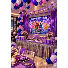 Happyloop Party Manifest Doğum Günü Parti Seti 8 Kişilik 50X70 cm Afiş Kız Çocuk Doğum Günü Süsleri Balonlu Afişli Masa Süsleme Seti