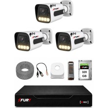 Fury 3 Kameralı Güvenlik Kamera Seti Sesli 4 Warm LED Gece Renkli Görüş 320 GB HDD 5500S
