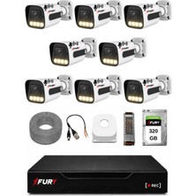 Fury 8 Kameralı Güvenlik Kamera Seti Sesli 4 Warm LED Gece Renkli Görüş 320 GB HDD 5500S