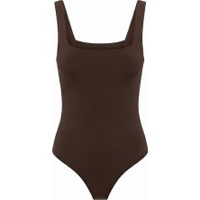 Seda Unlu Butik Jova Askılı Zıbın Kahve Bodysuit