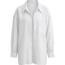 Seda Unlu Butik First Lüx Kalite Basic Salaş Tensel Gömlek Beyaz