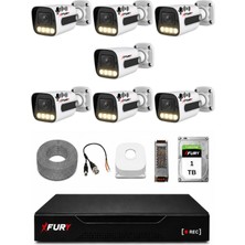 Fury 7 Kameralı Güvenlik Kamera Seti Sesli 4 Warm LED Gece Renkli Görüş 1 Tb HDD 5500S