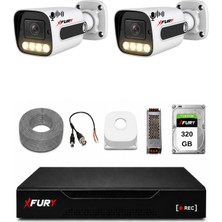 Fury 2 Kameralı Güvenlik Kamera Seti Sesli 4 Warm LED Gece Renkli Görüş 320GB HDD 5500S