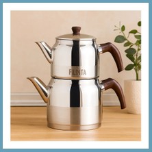 Bezos Orta Boy Çelik Çaydanlık Seti (Çift Kapaklı, Süzgeçli) 1.25L/2.25L MBT06