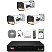 Fury 3 Kameralı Güvenlik Kamera Seti 4 Warm LED Gece Renkli Görüş 1 Tb HDD 5500