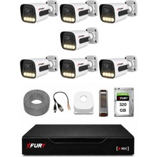 Fury 7 Kameralı Güvenlik Kamera Seti 4 Warm LED Gece Renkli Görüş 320 GB HDD 5500