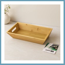 Bezos Bambu Dikdörtgen Sunum Tepsisi 16X30X4.5 cm (Çift Kulplu) MBT06