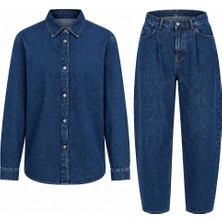 Seda Unlu Butik Slouchy Jeanli Denim Takım Mavi