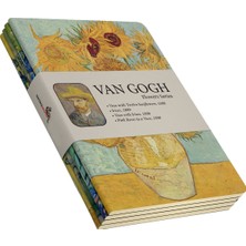 Retronote Van Gogh 4'lü Defter Seti 10,5X14CM Çizgisiz Düz Yapraklı Sarı Krem Renk 64 Sayfa  10,5X14CM