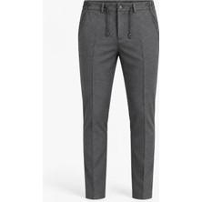 Metin Ali Erkek Gri Esnek Kumaş Slim Fit İpli Pantolon