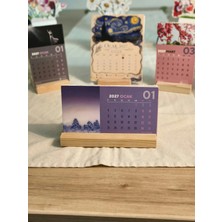 Miray Craft 2027 Manzara Masa Takvimi | Minimal Tasarım | Ahşap Standlı | Parlak Kağıt 16X9 cm