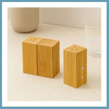 Bezos Ahşap Bambu Mıknatıslı 2'li Baharatlık & Tuzluk (4.5×5×9 Cm) MBT06