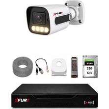 Fury 1 Kameralı Güvenlik Kamera Seti 4 Warm LED Gece Renkli Görüş 320GB HDD 5500