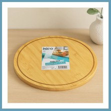 Bezos Yuvarlak 29.7 cm Bambu Döner Sunum Tepsisi (360°) MBT06