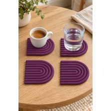 Ruby Home Mını Arch Gökkuşağı %100 Silikon Bardak Altlığı 8 cm 4'lü Set Mor