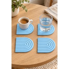 Ruby Home Mını Arch Gökkuşağı %100 Silikon Bardak Altlığı 8 cm 4'lü Set Mineral Blue