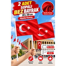 ArtMaster Sopalı Bez Bayrak 20X30 cm 2 Adet Saplı Bayrak Ay Yıldız Plastik Çıtalı 20*30 Bez Bayrak Mill Bayram Kutlama