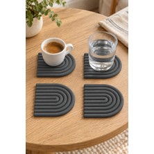 Ruby Home Mını Arch Gökkuşağı %100 Silikon Bardak Altlığı 8 cm 4'lü Set Gri