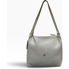 Nas Bag Krem / Açık Vizon Kadın Omuz Çantası – Çok Bölmeli Fermuarlı Yumuşak Deri Kol Çantası