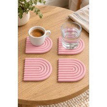 Ruby Home Mını Arch Gökkuşağı %100 Silikon Bardak Altlığı 8 cm 4'lü Set Nude Pembe
