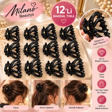 Milano Beautys 12'li Siyah Kelebek Model Mandal Saç Tokası Seti – Kalp Detaylı, Güçlü Tutuşlu, Şık Kadın Saç Aksesuarı