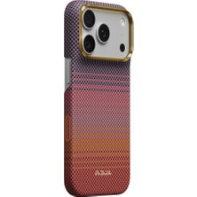 Pitaka iPhone 18 Pro Kılıf M-Safe Özellikli Aramid Fiber Sunset 2.0 California Dream Kapak Kırmızı-Mor