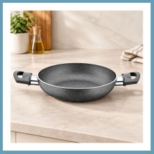 Bezos Granit Tava 22 cm Çift Saplı Gri Kırçıllı MBT06