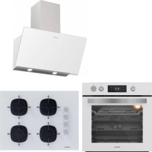 Silverline Fryart&steamart  Buharlı Pişirme Beyaz Cam Ankastre Set 3457 Soho - CS5665W01 65CM Ocak- BO65P4W01