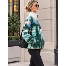 Viola Moda Kadın Oversize Fermuarlı Pelüş