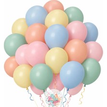 Joyane Pastel Su Yeşili ve Pudra Mavi Pembe Sarı Şeftali Balon Seti | 24 Parça A Kalite Balon, Parti ve Doğum Günü Seti