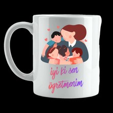 Urfakent Iyi Ki Sen Öğretmenim Tasarımlı Kupa Model 221 Öğretmenlere Özel Baskılı Seramik Kahve Kupası