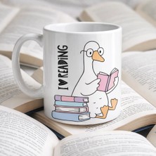 Urfakent I Love Reading Yazılı Kupa Model 210 Kitap Temalı Tasarım Seramik Kahve Kupası Kitap Severlere Hediye