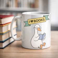 Urfakent I Love Books Yazılı Tasarım Kupa Model 206 Kitap Severlere Özel Seramik Kahve Kupası Hediye Seçeneği
