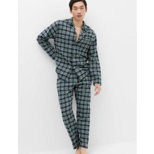 Marks & Spencer Saf Pamuklu Ekose Desenli Pijama Takımı