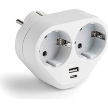 Famatel  USB ve Type C Girişli 2'li Yonca Priz