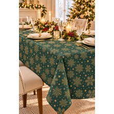 Quba Deco Yılbaşı - Yeniyıl -  Christmas Temalı Su ve Leke Itici Özellikli Premium Dayanıklı Masa Örtüsü Yeşil