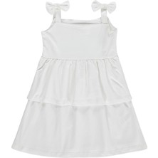 Civil Girls Omuz Fiyonklu 6-9 Yaş Elbise - Kırık Beyaz