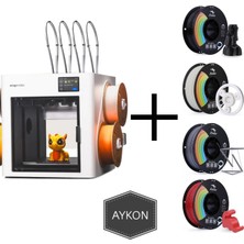 Snapmaker U1 3D Yazıcı 4 Adet Ender Plus Pla Filament ile Birlikte Temel Renkler (Siyah,beyaz,gri,kırmızı)