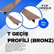 Paslanmaz Çelik T Parke Profili - Bronz Parlak 6 cm Eninde