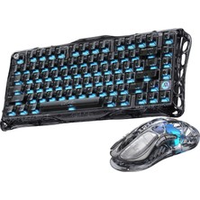 Gravastar Mercury V75 Lite Kablolu Rgb Işıklı Manyetik Ingilizce Q Gaming Klavye ve M2 Kablosuz Optik Mouse Seti, Onyx Crystal