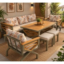 Zerka Concept Scorpio Metal Bahçe Balkon Teras Koltuk Takımı 3+1+1+Masa+2 Adet Puf