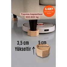 idekor Robot Süpürge İçin Ahşap Baza ve Koltuk Yükseltici – 3.5 cm Yükseltir – 5 cm İç Çap – Oyuklu Takoz, 1 Adet