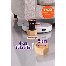 idekor Robot Süpürge İçin Ahşap Baza ve Koltuk Yükseltici – 4 cm Yükseltir – 5 cm İç Çap – Oyuklu Takoz, 1 Adet